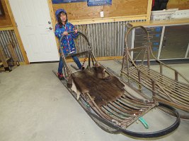IMG 7634  Megan on a dog sled, Seavey's Iditaride, Seward, AK
