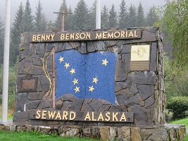 IMG 7688  Benny Benson Memorial Park Sign, Designer of the Alaskan Flag, Seward, AK