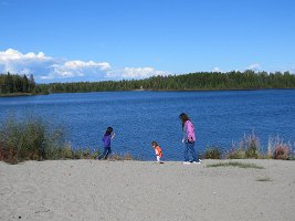 IMG 6342  Megan, Phelan, Mommy on the beach of Chena Lake Recreational Area, North Pole, AK