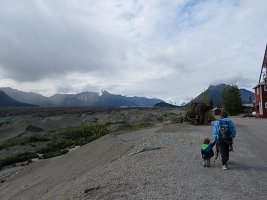 IMG 6619  Phelan and Mommy walking near the Kennicott Glacier Moraine, Wrangell-St. Elias National Park, AK