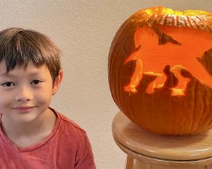 IMG_6742 Phelan and his Dragon Pumpkin Carving