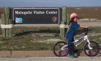 IMG 6336  Megan at Malaquite Visitor Sign, Padre Island National Seashore