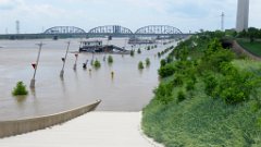 IMG_9533 N Leonor K Sullivan Blvd flooded under the Mississippi River, Gateway Arch National Park